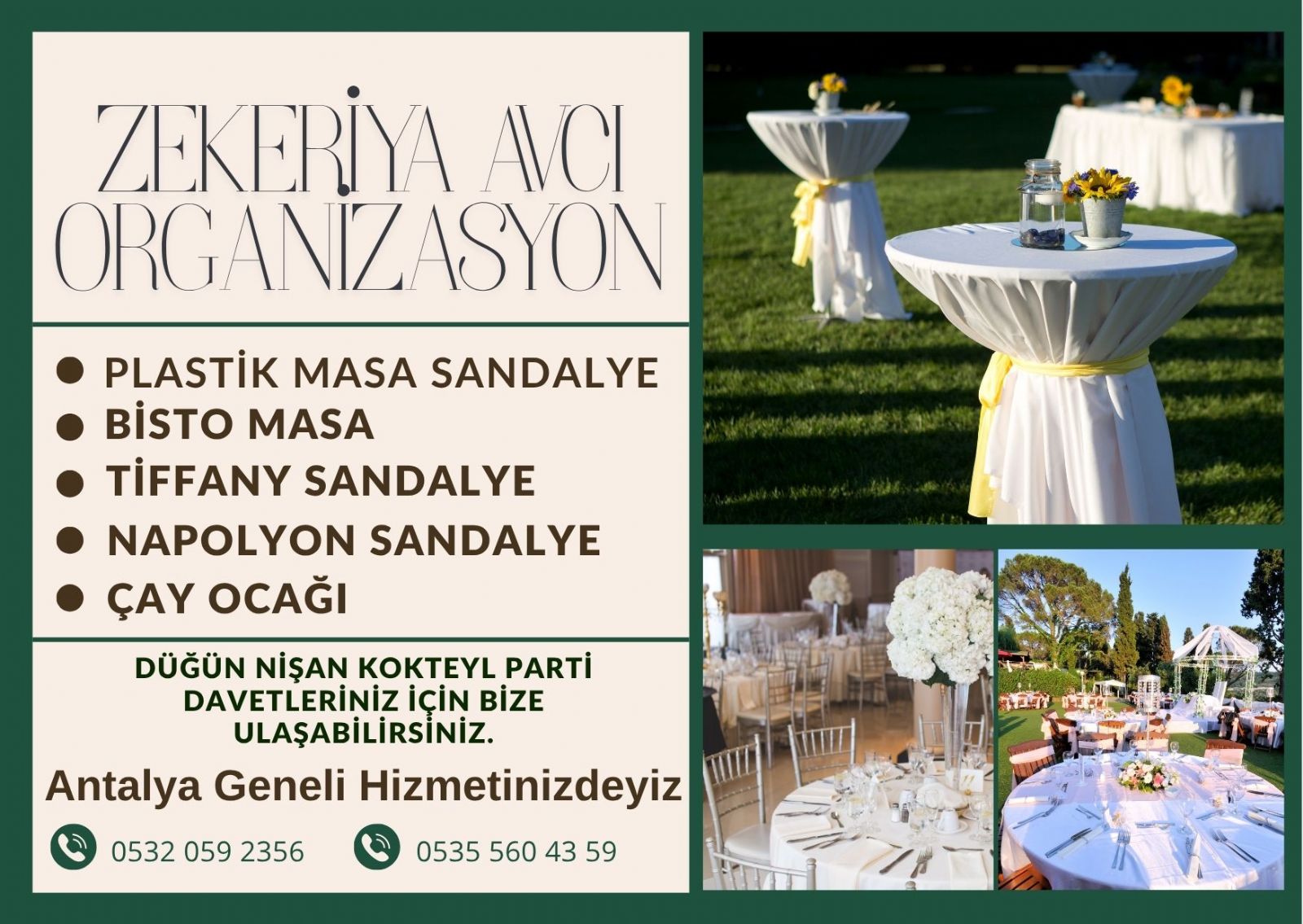 Alanya Masa Sandalye Kiralama